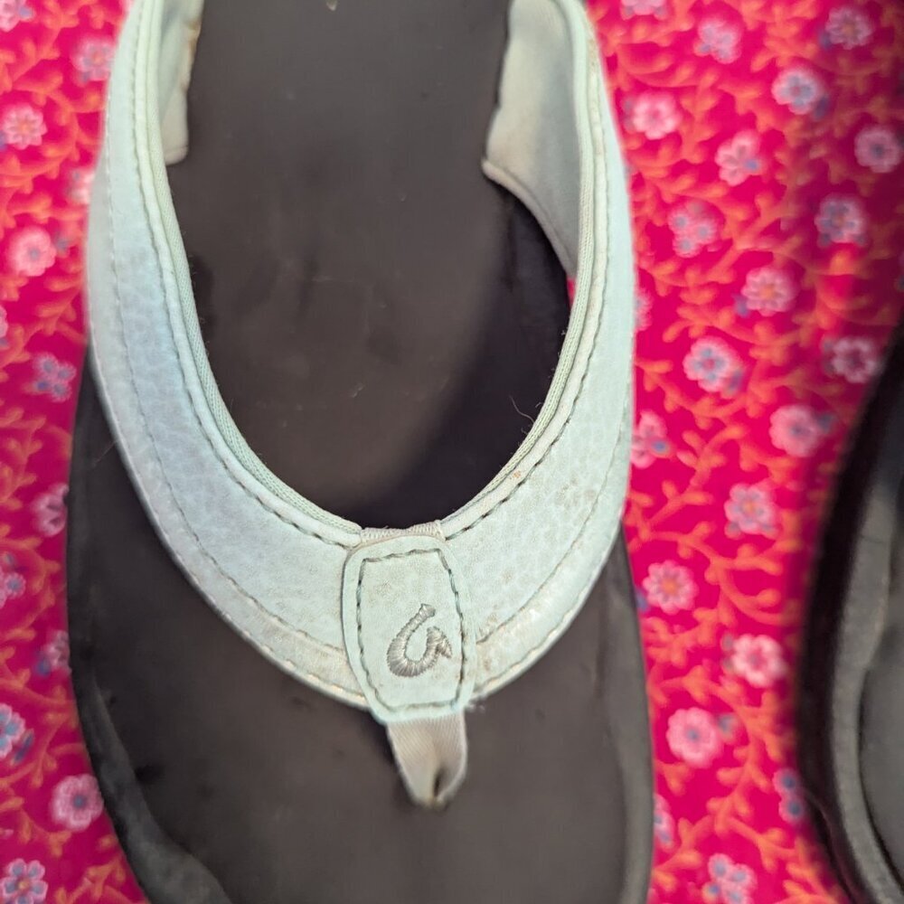 OluKai Ohana Thong Sandal Flip Flop Water Resistant‎ Leather Arch Support Blue - Picture 6 of 6